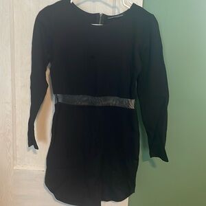 Black midi dress with mesh lining in the middle